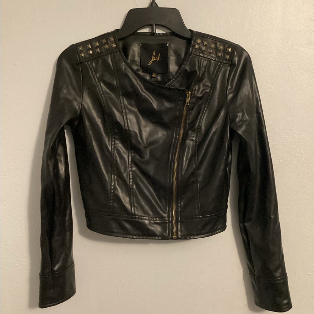 Jacks Woman’s Faux Leather Short Waisted Jacket. Size XS.